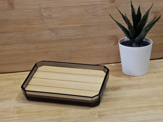 Jabonera rectangular negra transparente